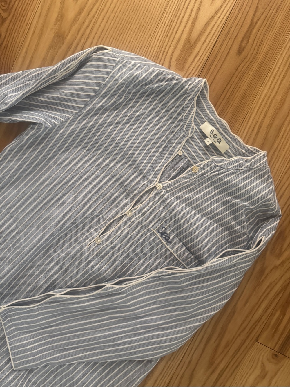 Sea-striped Blue Cotton Tunic Dress